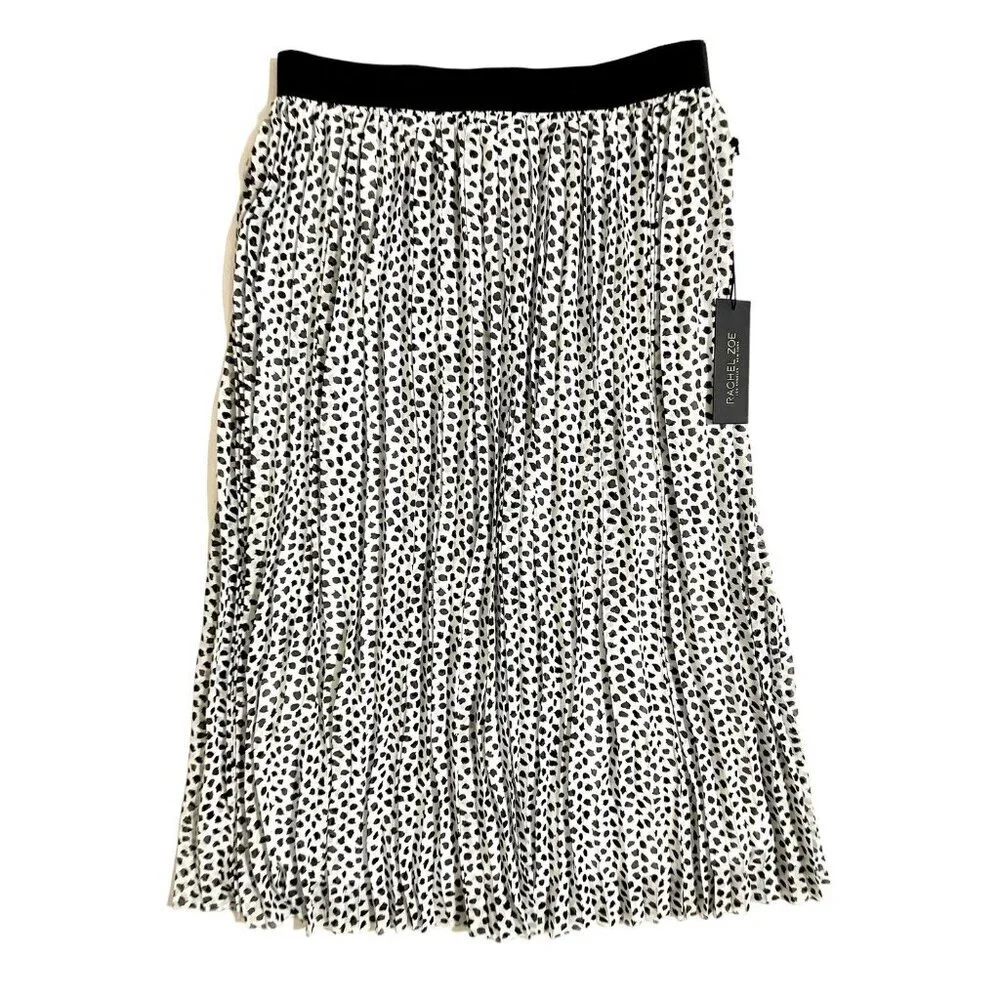 Rachel Zoe Black And White Splatter Print Midi Chiffon Skirt SZ L NWT - Picture 6 of 9